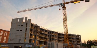 construction site in morning dawn